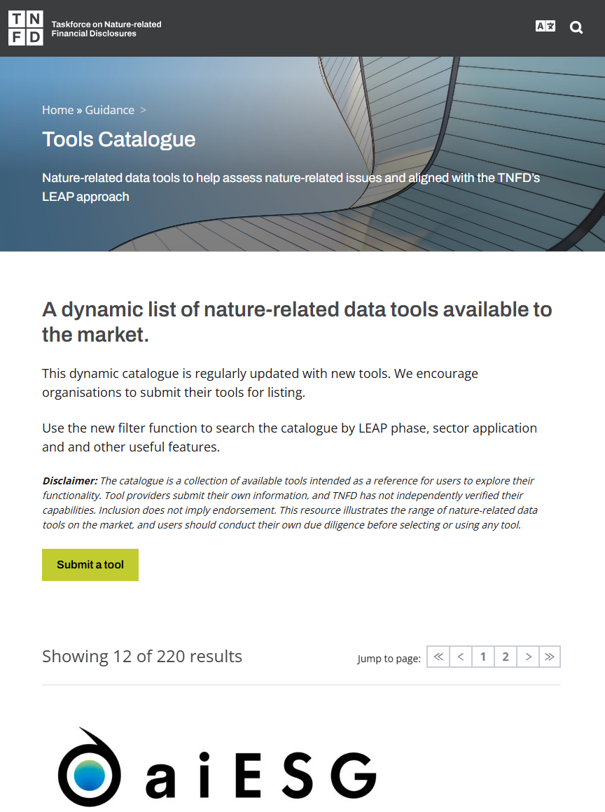 TNFD tools guide