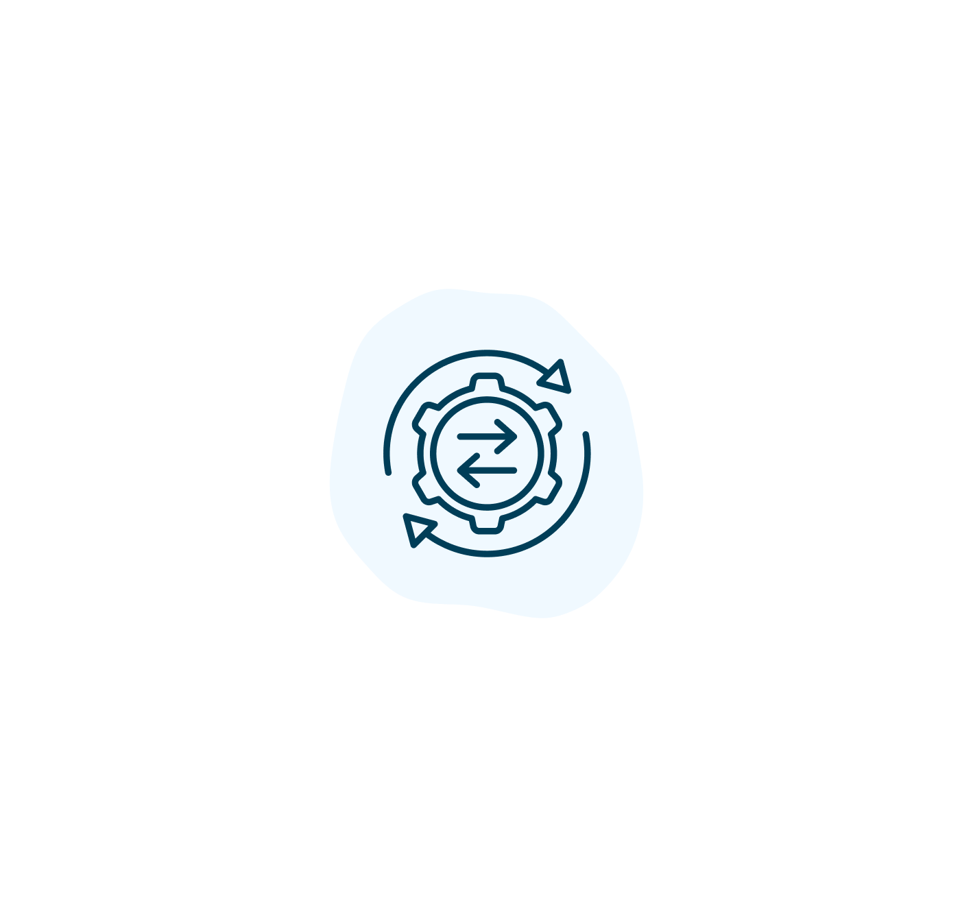 Transform icon: Blue shape with system cycle icon