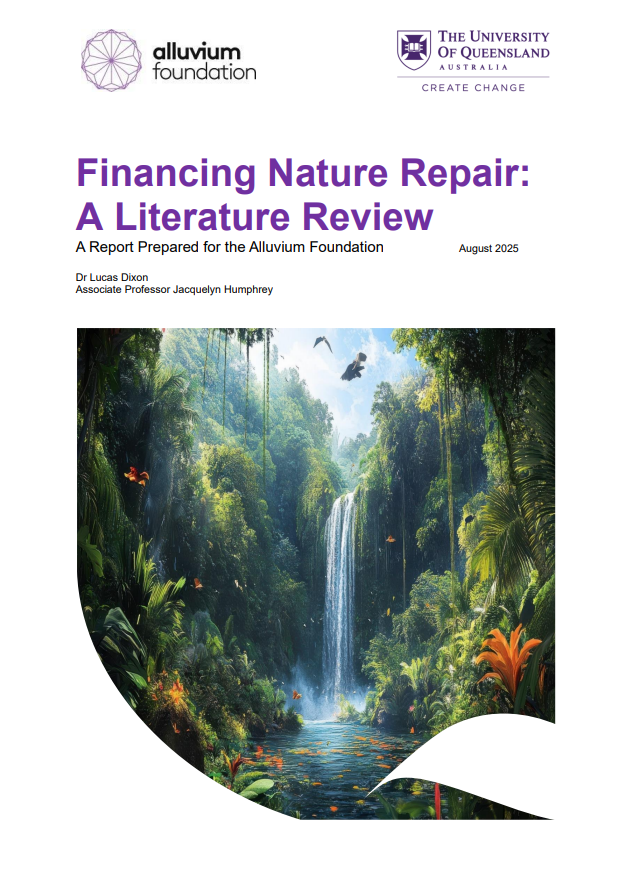 Cover of report featuring an AI-generated image of a prehistoric waterfall