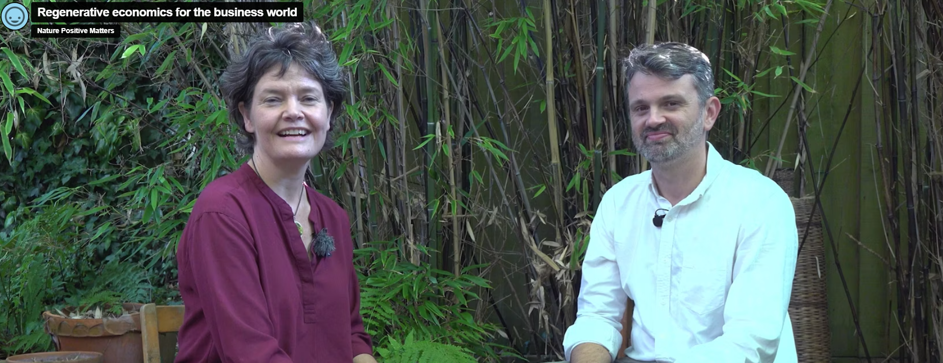 Still of Kate Raworth and Erinch Sahan in conversation