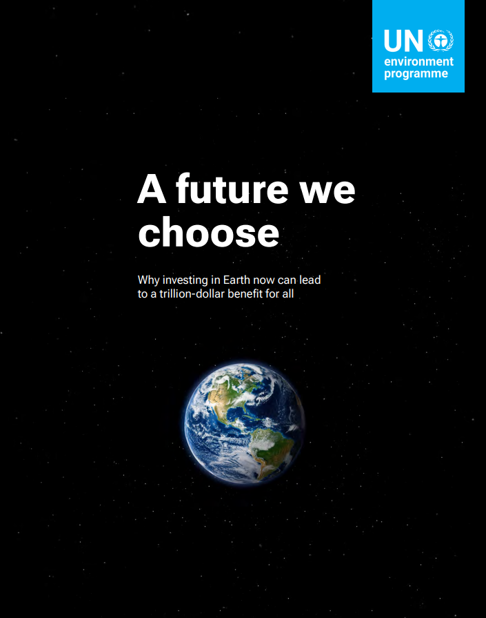 View from space of the planet Earth with report title