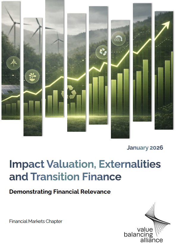 Report cover featuring a stock price chart overlaid over an environment background