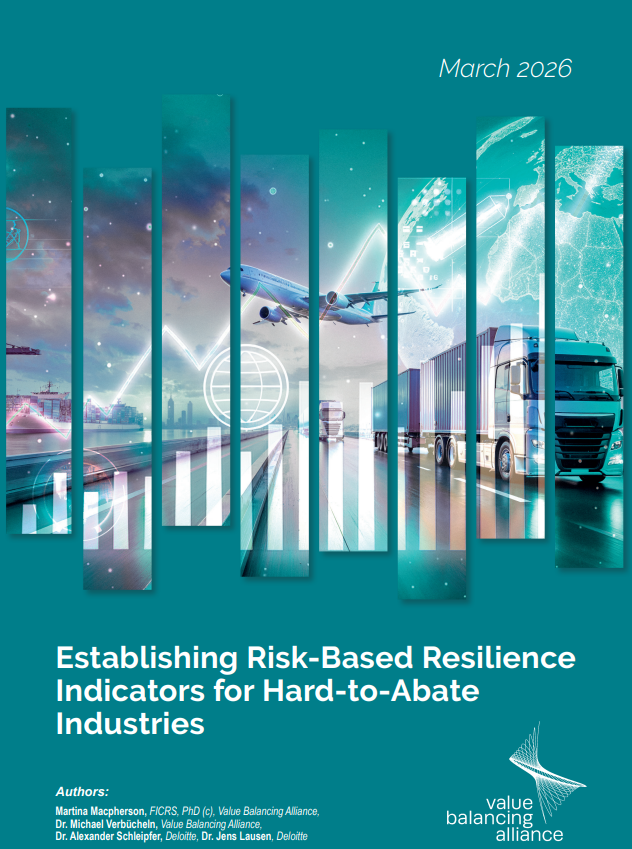 Report cover showing stylised images of urban landscapes, transport industry and graphs and charts