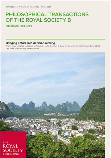 Cover for the journal the paper features in, the Philosophical Transactions of the Royal Society B