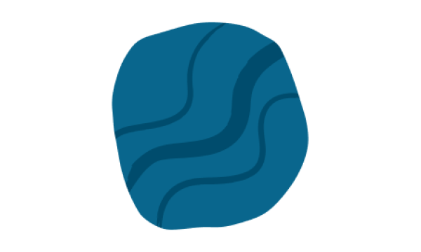 Organically shaped blue pebble with 3 darker blue lines inside on a white background.