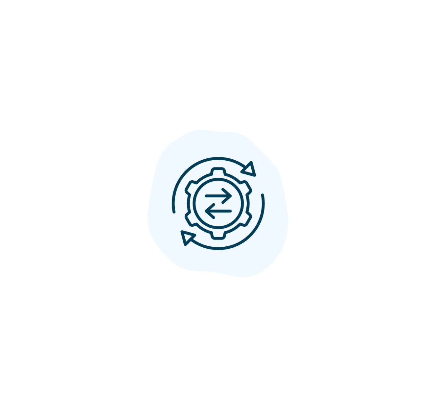 Transform icon: Blue shape with system cycle icon